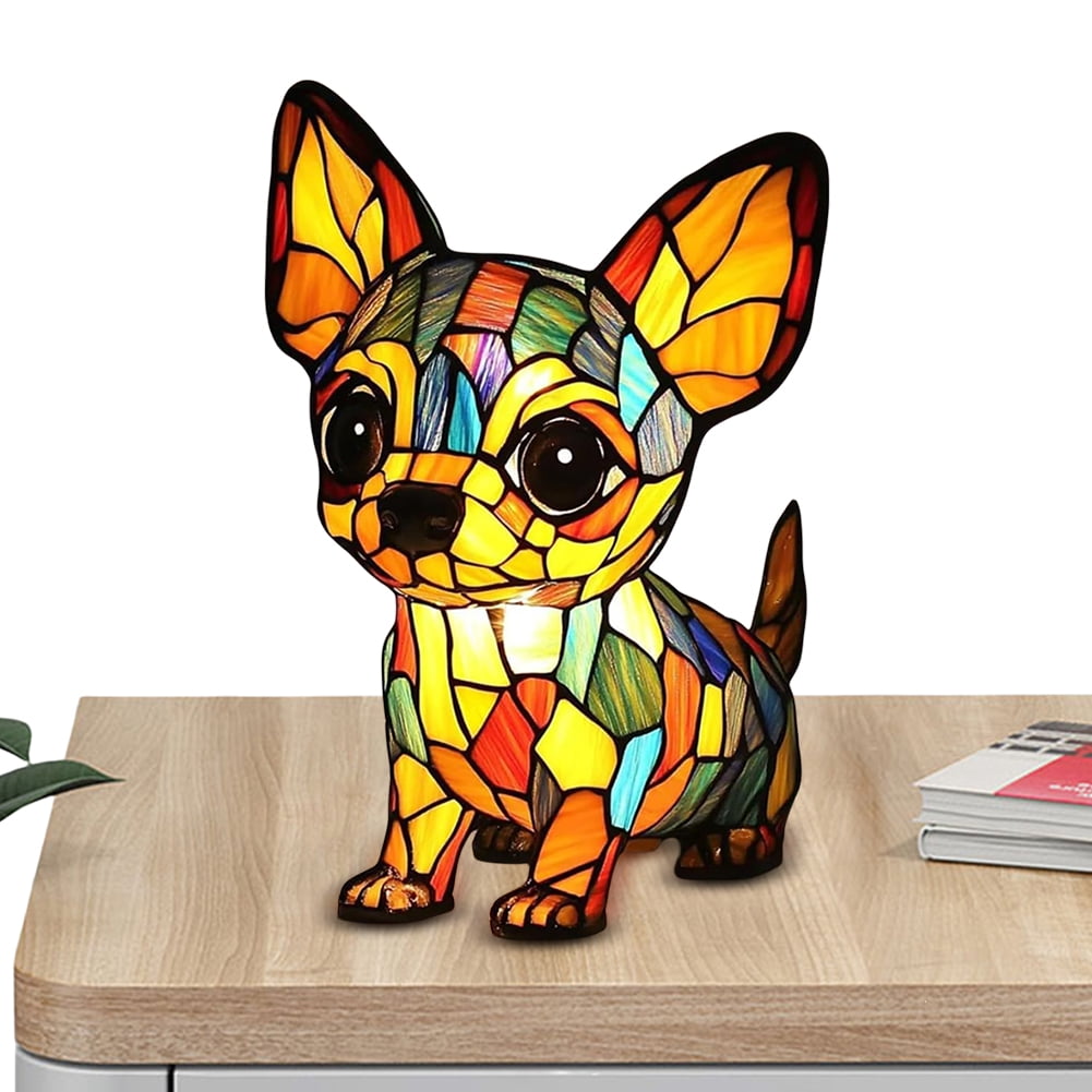 CARRFA Dog Series Art Night Light, Chihuahua Lamp, Vintage Stained ...