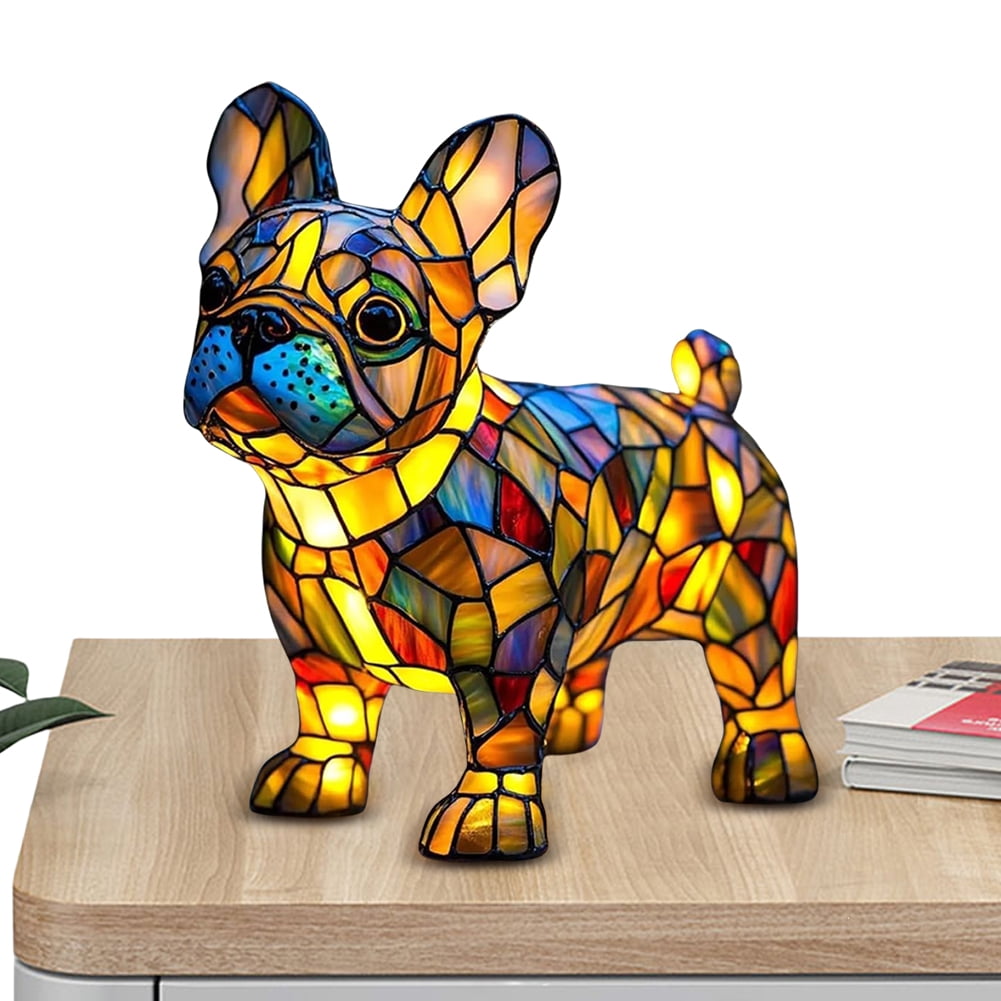 CARRFA Dog Series Art Night Light, French Bulldog Lamp, Vintage Stained ...