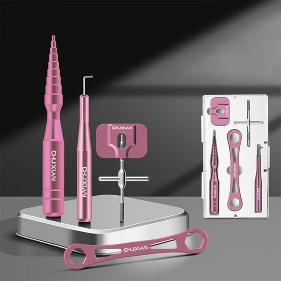 CARRFA Fishing Reel Repair Tool Kit, Fishing Reel Bearing Pin Remover Kit for Baitcasting Reel Lightweight DIY Use Tools (Pink)