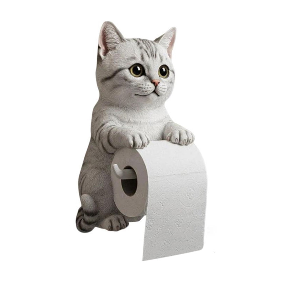 CARRFA Funny 3D Cat Toilet Roll Holder, Creative Cat Sculpture Paper Holder, Decorative Towel & Tissue Wall Mount for Bathroom Kitchen Decor Gifts for Cat Lovers