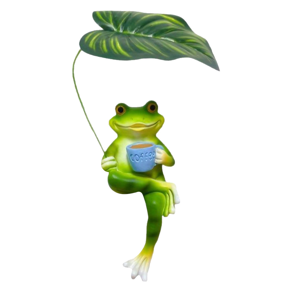 CARRFA Funny Frog Garden Statue, Resin Green Frog Figurine Sculpture ...