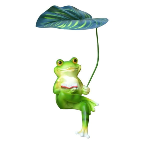 CARRFA Funny Frog Garden Statue, Resin Green Frog Figurine Sculpture for Outdoor Yard Garden Decor (Reading Frog)