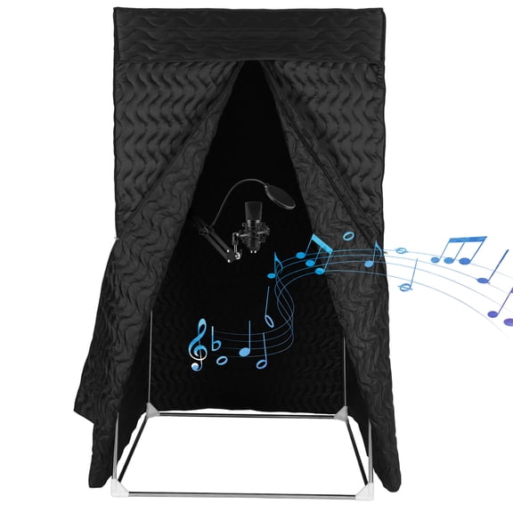 CARRFA Portable Recording Booth for Home Studio 360° Reverb, Foldable Sound Isolation Vocal Shield with Floor Stand for Singing, Voiceover & Podcast