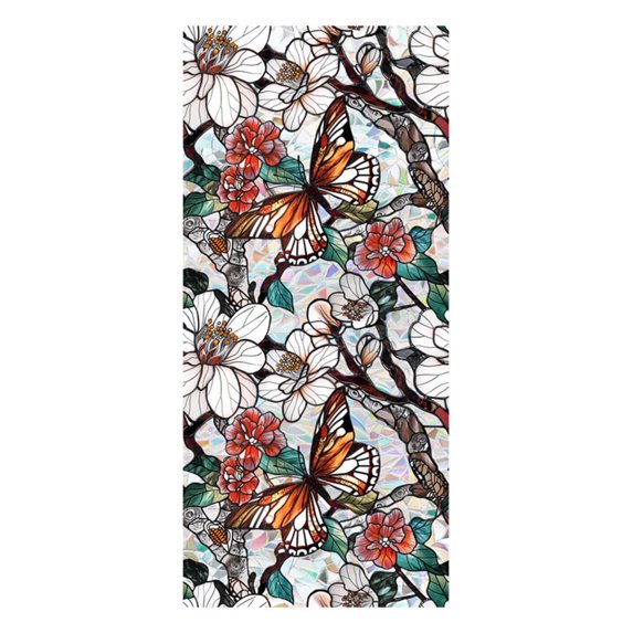 CARRFA Retro Stained Glass Window Film, Colorful Flower Window Privacy ...