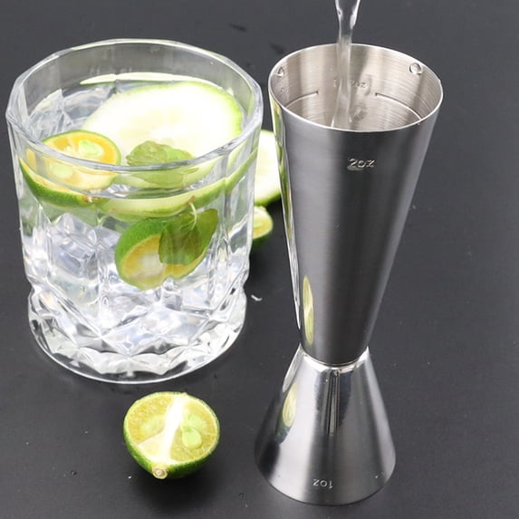 CARRFA Stainless Steel Cocktail Double Head Jigger Measuring Cup with Scale, Ounce Measurements Alcohol Drink Markings for Party Kitchen Tools (1oz./2oz.)