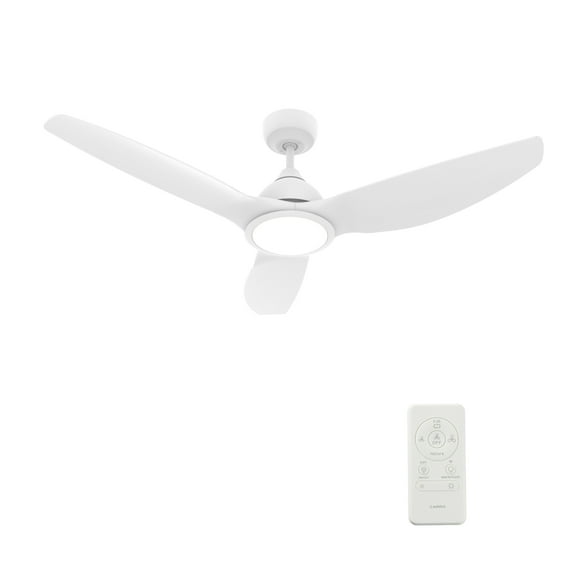 CARRO 52" White Ceiling Fan with Light LED Remote 10 Speeds,3 Blades with Reverse Airflow