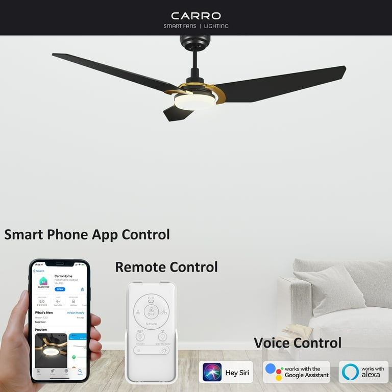 Led Light Ceiling Fans That Work With Google Home CARRO 52-inch