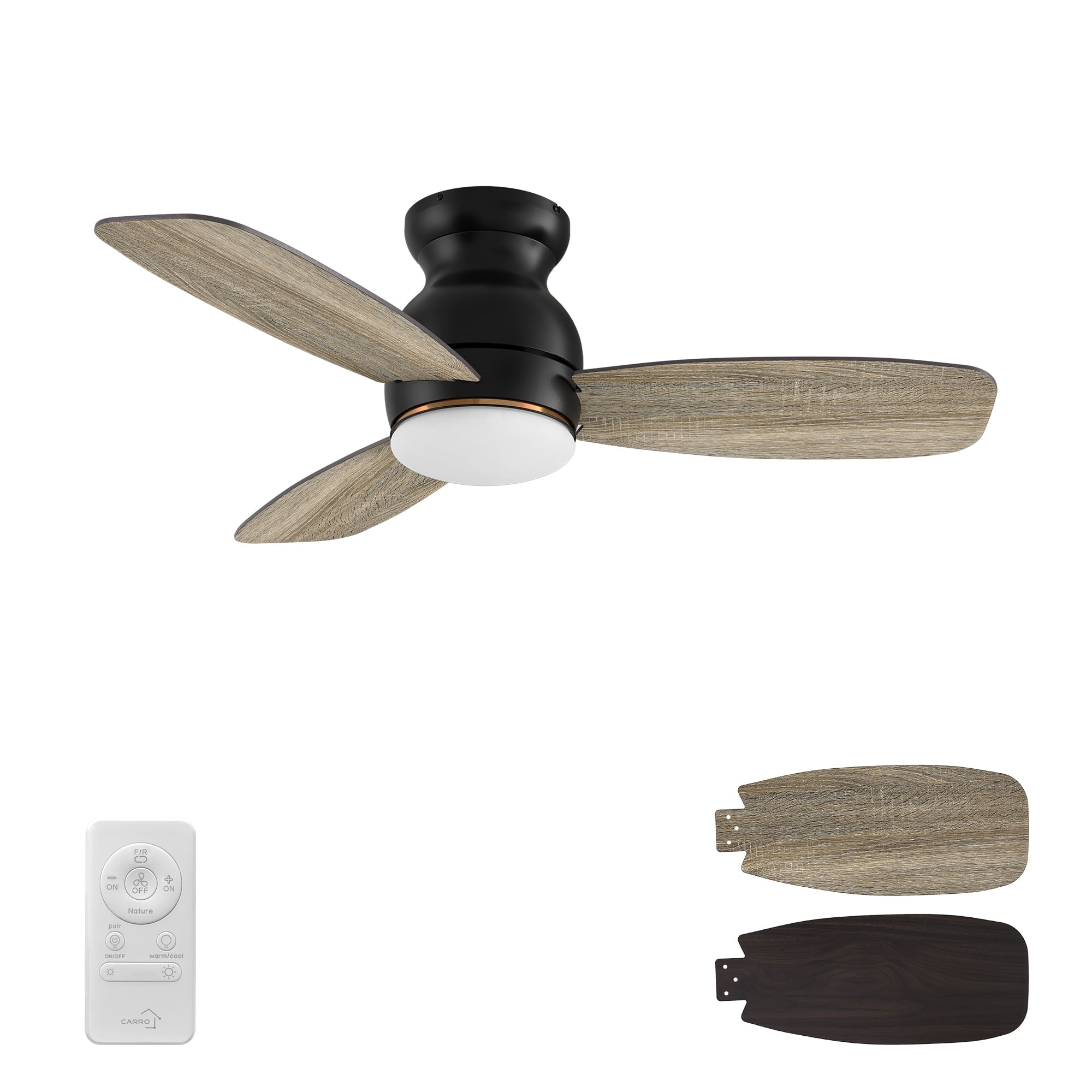 Fan Reed CARRO Reed 44-inch Indoor Ceiling Fan with LED light Kit and Remote - N ...
