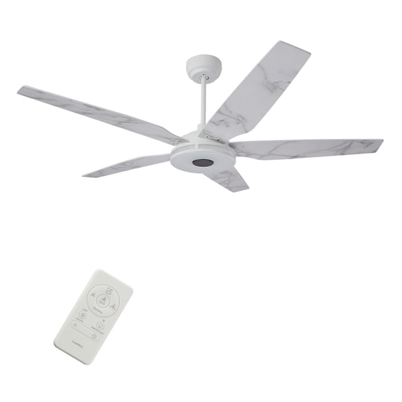 CARRO Stellan 52-inch Indoor/Outdoor Smart Ceiling Fan, Dimmable LED Light Kit & Remote, Works with Alexa/Google Home/Siri White/Marble