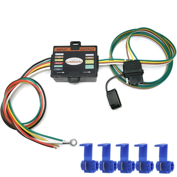 CARROFIX LED Compatible Powered 3-to-2 Wire Trailer Taillight Converter with 60" Wiring Harness