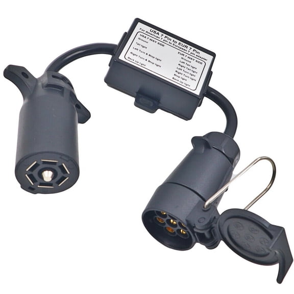 CARROFIX USA to EU Trailer Light Converter US 7-Way Blade Socket to EU 7-Pin Round Plug