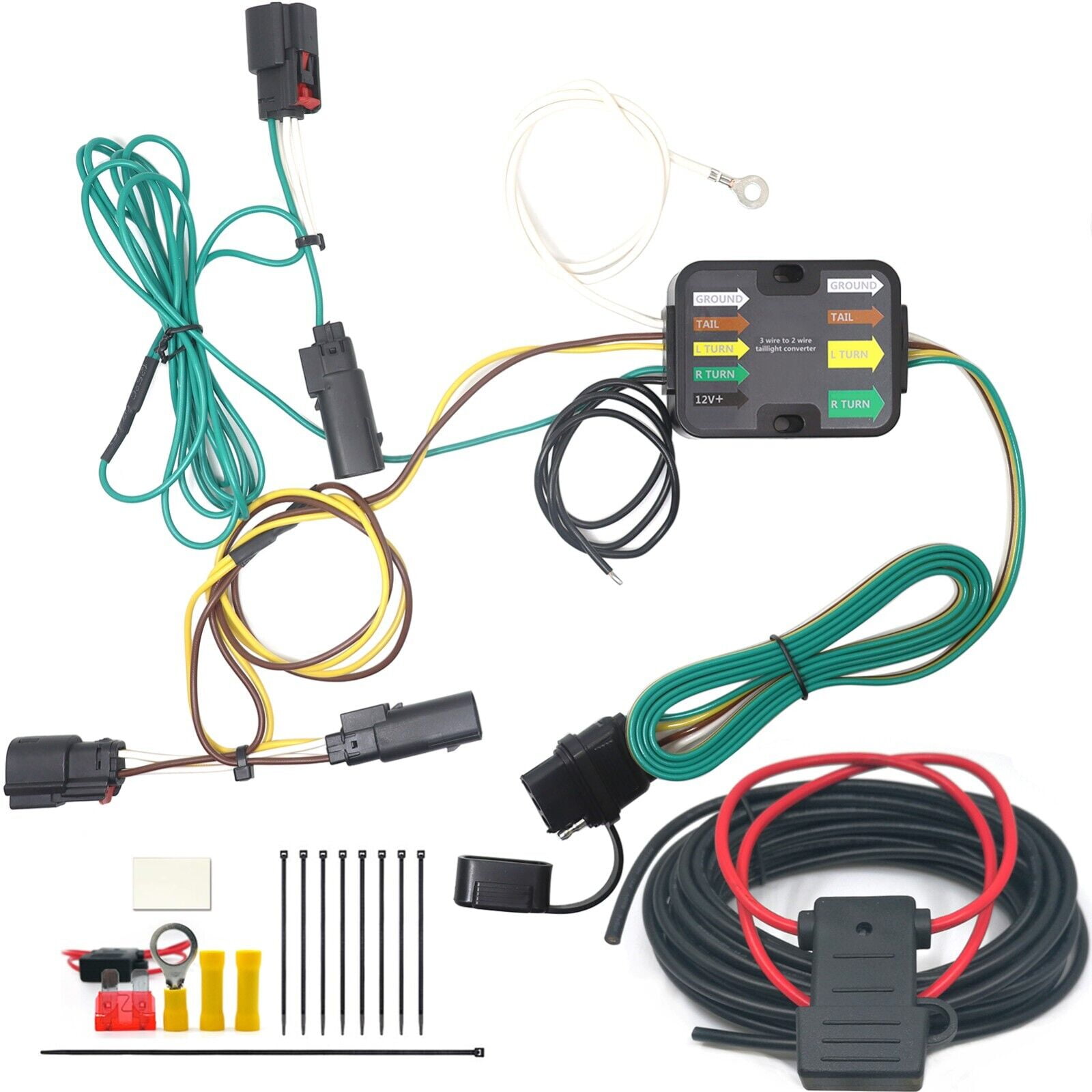 CARROFIX Vehicle Wiring Harness Kit with 4 Way Flat Trailer Connector