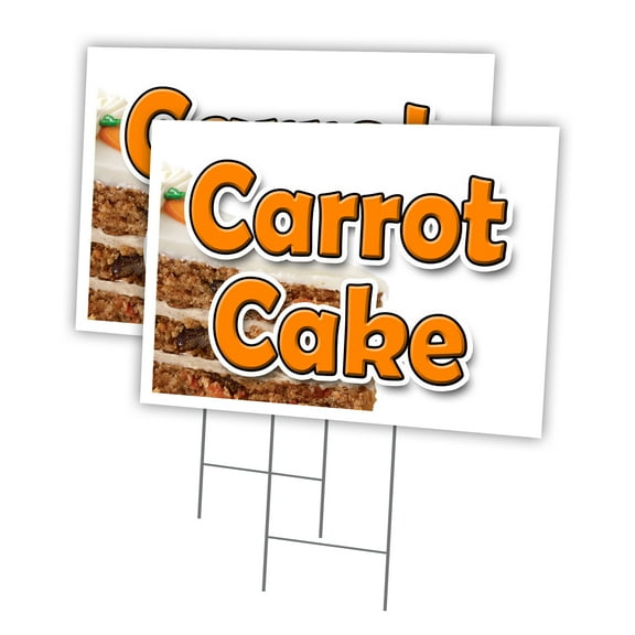CARROT CAKE 2 Pack Of 18" x 24" Yard Sign & Stake | Advertise Your Business | Stake Included Image On Front Only | Made in The USA