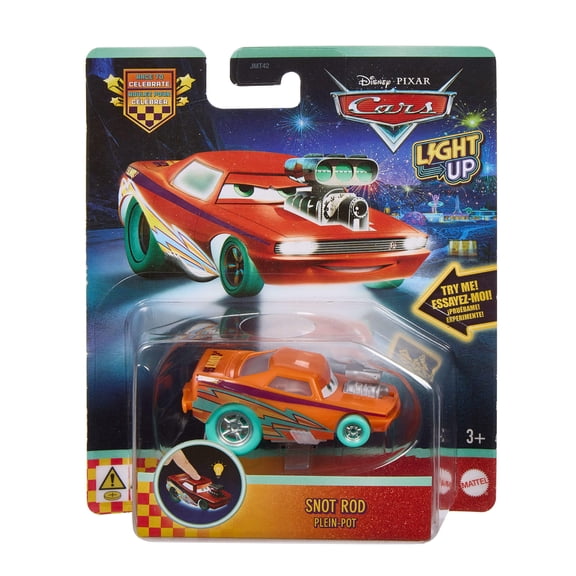 Disney and Pixar Cars 1:55 Scale Toy Vehicle with Colorful Light-Up Features (Styles May Vary)