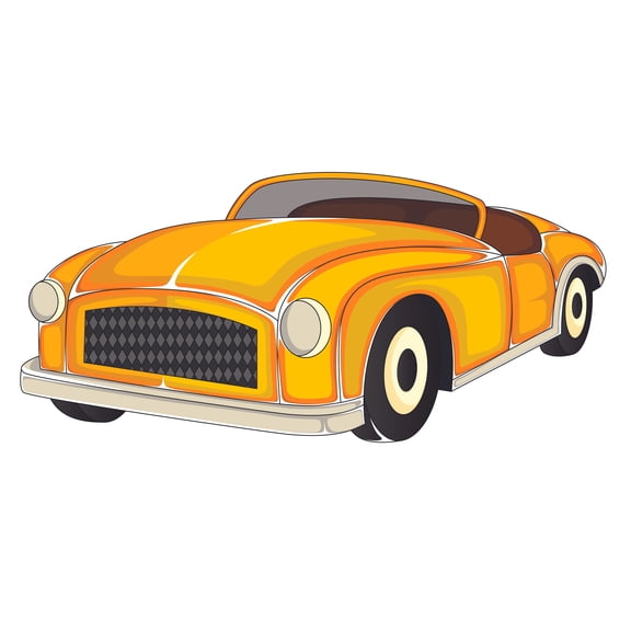 CARS & VEHICLES - Home Living Room Adhesive Vintage Car Mural Art Decoration Yellow Vehicle Design Vinyl Wall Decal - Kids Teens Bedroom Old School Classic Car Wall Décor Sticker 10" x 5"