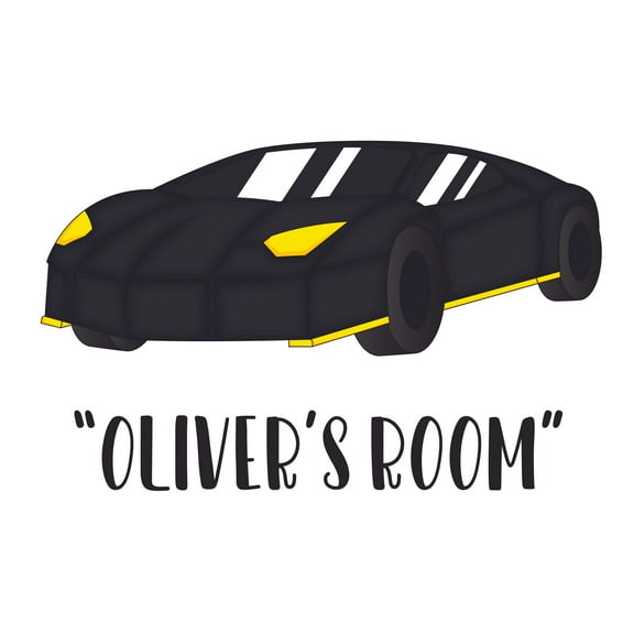 CARS & VEHICLES - Personalized Name Home Living Room Art Vinyl Black Sports Car Decoration Design Wall Decal - Home Living Room Modern Vehicle Adhesive Décor Wall Sticker 10" x 6"