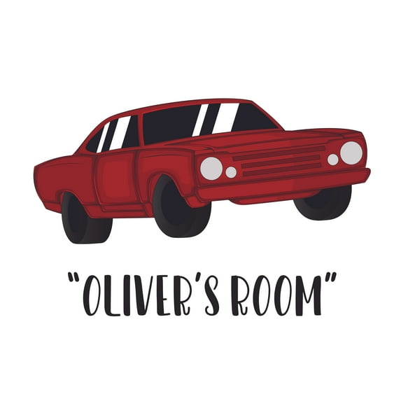 CARS & VEHICLES - Personalized Name Kids Teens Bedroom Box Type Old School Vehicle Décor Red Car Design Vinyl Wall Decal Sticker - Home Living Room Vintage Classic Car Wall Decoration 10" x 6"