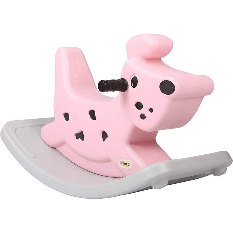 CARSTY Kids Plastic Rocking Horse Toddlers Durable HDPE Material Ride on Toys with Music Box for Girls Indoor Outdoor Use Lightweight and Easy to