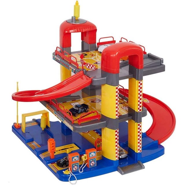 CARSTY Toy Garage Playset Race Track Car Parking Garage for Toddlers