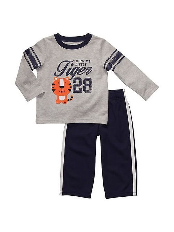 BOYS OUTFIT - SET 2 PCS TRACKSUIT 6 MONTHS - PANTS & LONG SHIRT TIGER