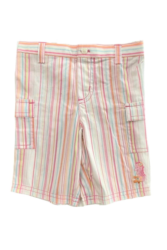 GIRLS CAPRI - STRIP PINK SZ 9 MONTHS - BABY PANTS STRIPED