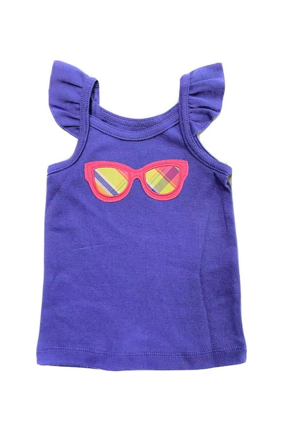 GIRLS TOP - PURPLE GLASSES SZ 6 MONTHS - TEE SHIRT SHORT SLEEVE BABY