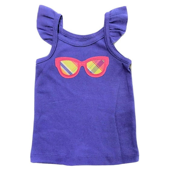 CARTER'S GIRLS TOP - PURPLE GLASSES SZ 9 MONTHS - TEE SHIRT SHORT SLEEVE BABY