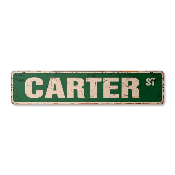 CARTER Vintage Plastic Street Sign Childrens Name Room Sign | Indoor/Outdoor | 36" Wide