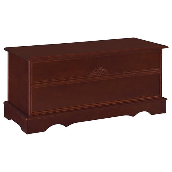 CARTESIAN Traditional Storage Chest, Warm Brown, Engineered Wood, Cedar-Lined Interior, 40x18.5 Inches, Hinged Lid with Lock