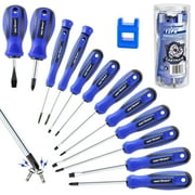 CARTMAN 12 Piece Magnetic Screwdriver Set - 6 Phillips and 6 Flat, Professional Cushion Grip Hand Tools Set