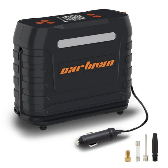 CARTMAN 12V Portable Tire Air Compressor - Black