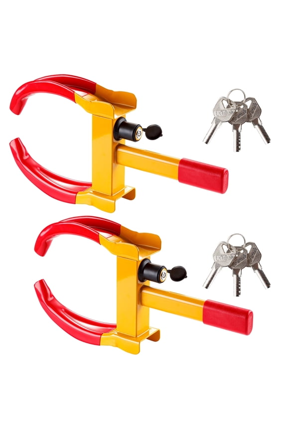 2 Packs Adjustable Security Anti-theft Tyre Lock, Multi-functional Heavy Duty Trailer Lock Wheel Clamp for Trailers RVs Off-Road Vehicles Golf Carts, 6 Alike Keys