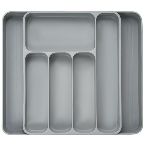 CARTMAN Expandable Silverware Organizer Adjustable Utensil Tray for Spoons Forks and Knives Multipurpose Kitchen Drawer Storage BPA-Free Large Black