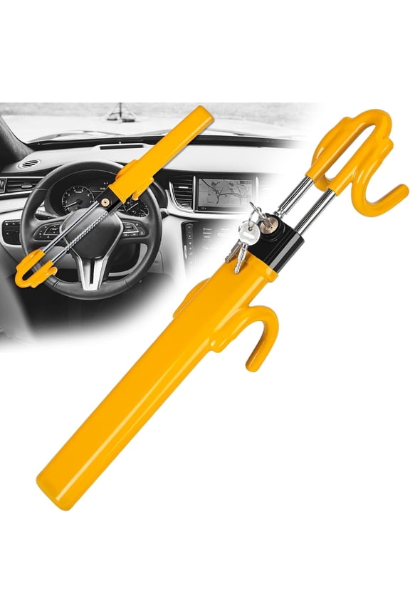 Heavy Duty Steering Wheel Lock Anti-Theft Car Device Security Car Lock Great Deterrent Adjustable Antitheft Locking Devices for Cars Trucks Vans and SUVs with 3 Keys