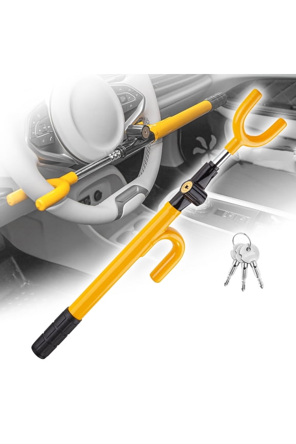 Vehicle Steering Wheel Lock, Adjustable Length with High Quality Great Security Black