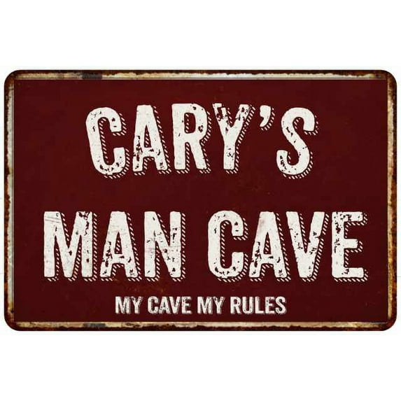 CARY'S Man Cave Red Grunge Sign Metal 8x12 Decor 208120003043