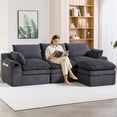 thumbnail image 1 of CARZZI 103" Cloud Modular Sectional Couches for Living Room, Modern L Shaped Boneless Sofa Couch with Ottoman & 2 Lumbar Pillows, Comfy Corduroy Deep Seat 3 Seater Sofa (Gray) | No Assembly Needed, 1 of 7