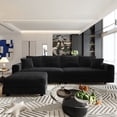 thumbnail image 1 of CARZZI LIFE 102.4'' Oversized Corduroy Couch, Modular Sectional Sofa with Ottoman, Upholstered 4 Deep Seat L Shape Sofa, Convertible Cloud Couches with Chaise Lounge for Living Room, Apartment, Black, 1 of 12