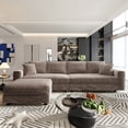thumbnail image 1 of CARZZI LIFE 102.4'' Oversized Corduroy Couch, Modular Sectional Sofa with Ottoman, Upholstered 4 Deep Seat L Shape Sofa, Convertible Cloud Couches with Chaise Lounge for Living Room, Apartment, Camel, 1 of 12