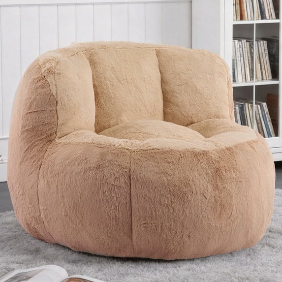 CARZZI LIFE Giant Bean Bag Chair, Multicolor 41.7" Oversized Cloud Bean Bag Sofa with Back Support for Adults & Kids, Faux Fur Soft Stuffed Lazy Chair for Living Room, Bedroom, Apartment