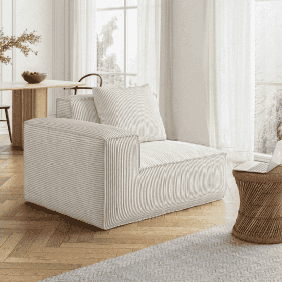 CARZZI LIFE Modular Sectional Sofa, Convertible Tofu Block Sofa Floor Sofa Bed Armrest Comfy Sofa Bed Compressed Sofa Compression Sofa for Living Room Bedroom - Chenille Fabric (Cream)