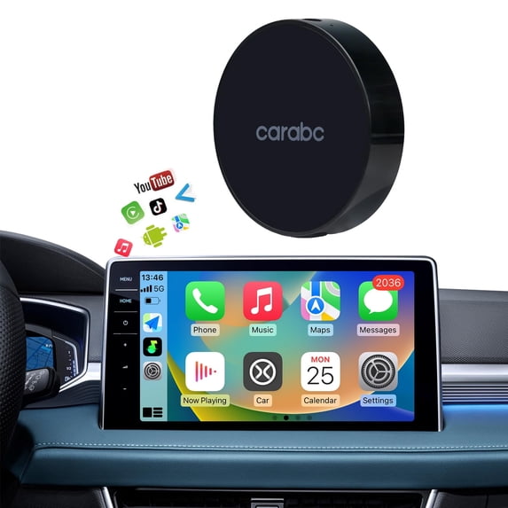 CARabc 3-in-1 Wireless Carplay and Android Auto Adapter with Netflix, YouTube, Google Play