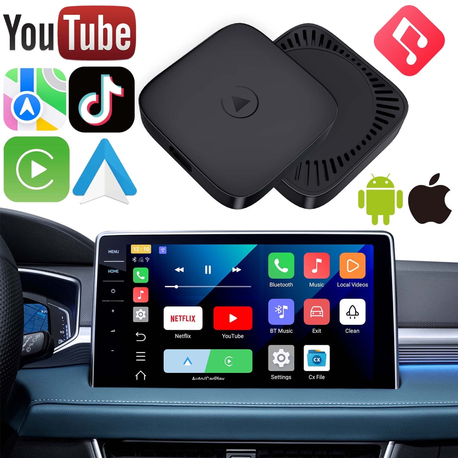 CARabc B2 Wireless CarPlay & Android Auto Adapter, Magic Box 2.0