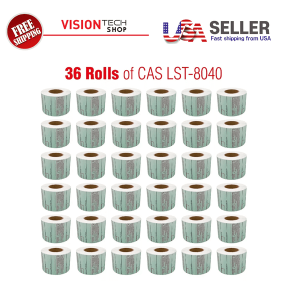 CAS LST-8040 Printing Scale Label, 58x60mm, UPC/Safe Handling "36ROLLS" Per Case