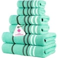 thumbnail image 1 of CASA COPENHAGEN Exotic 6 Pieces Towel Set- Aqua Blue, 525 GSM 2 Bath Towel 2 Hand Towel 2 Washcloth, Designed in Denmark Made of Soft Egyptian Cotton for Bathroom, Kitchen & Shower, 1 of 6