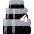 thumbnail image 1 of CASA COPENHAGEN Solitaire Mix 6 Pieces Towel Set- Grey Violet + Black, 600 GSM 2Bath Towel 2Hand Towel 2Washcloth, Designed in Denmark Made of Soft Egyptian Cotton for Bathroom, Kitchen & Shower, 1 of 7