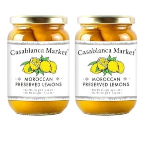 CASABLANCA MARKET Moroccan Preserved Lemons, Whole Non-GMO, Gluten-Free, Kosher & Halal, Authentic for Tagine, Stews & Salads, 2 Pack (13 oz Jars)