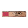 thumbnail image 1 of CASABLANCA MOROCCO Vintage Aluminum Street Sign Moroccan flag city country road rustic metal tin wall gift | Indoor/Outdoor | 18" Wide, 1 of 4
