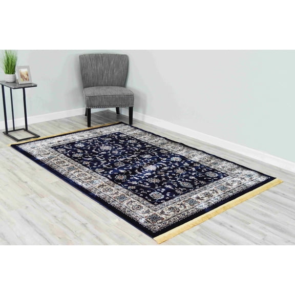 CASABLANCA Modern Stylish Living Room Rug Design 1016 - 2'6"x11'5" Runner, Navy