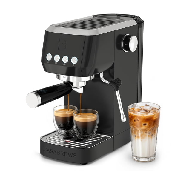 CASABREWS 3700 Essential 20-Bar Compact Espresso Machine, Professional Barista Coffee Maker with 43.9oz Removable Water Tank, Black Stainless Steel Latte Cappuccino Machine for Home Office
